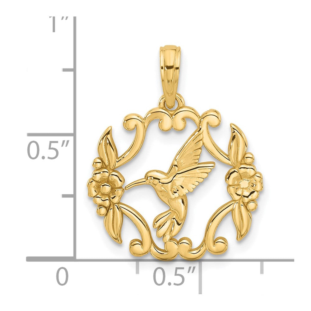 14K Gelbgold Poliert Fantasie Hummingbird Charm