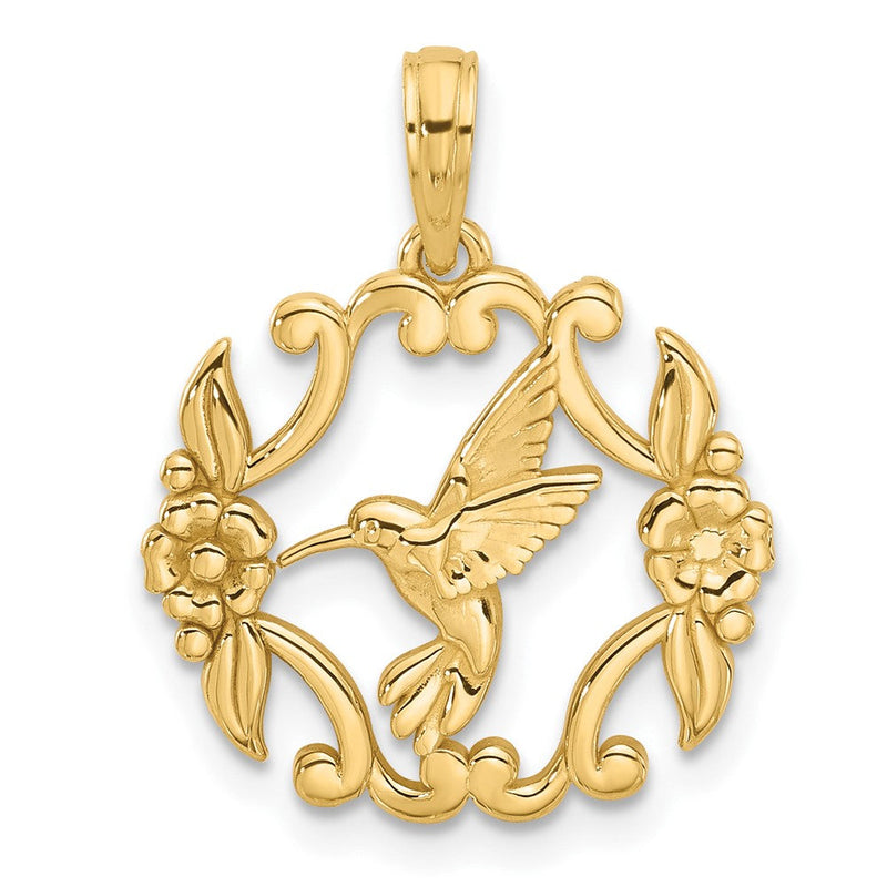 14K Gelbgold Poliert Fantasie Hummingbird Charm