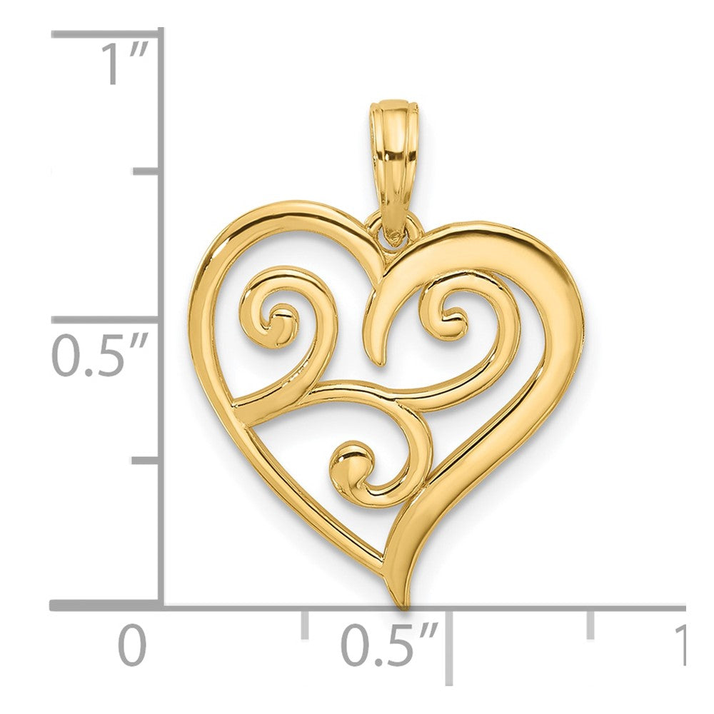 14K Gelbgold Fantasie Herz Charm