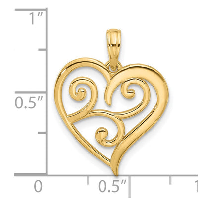 14K Gelbgold Fantasie Herz Charm