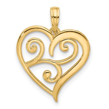 14K Gelbgold Fantasie Herz Charm