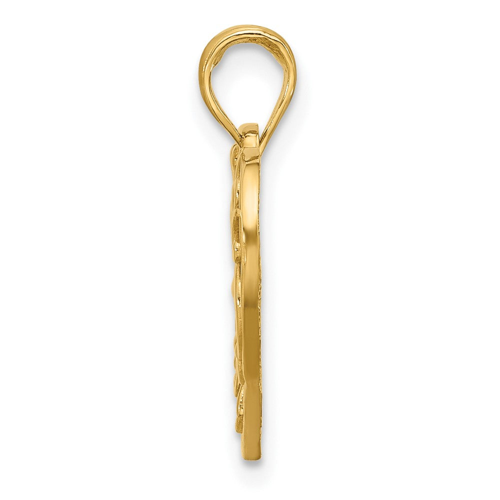 14K Gelbgold Poliert Fantasie Herz Charm