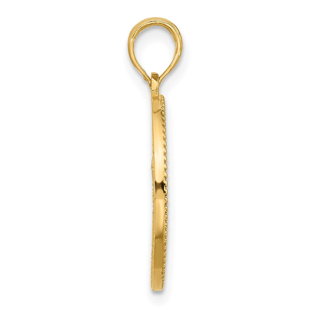 14K Gelbgold Poliert Kreis mit Baum Charm