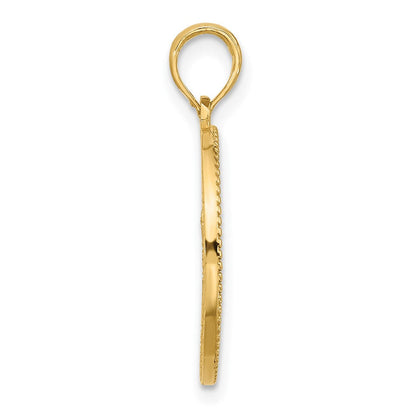 14K Gelbgold Poliert Kreis mit Baum Charm