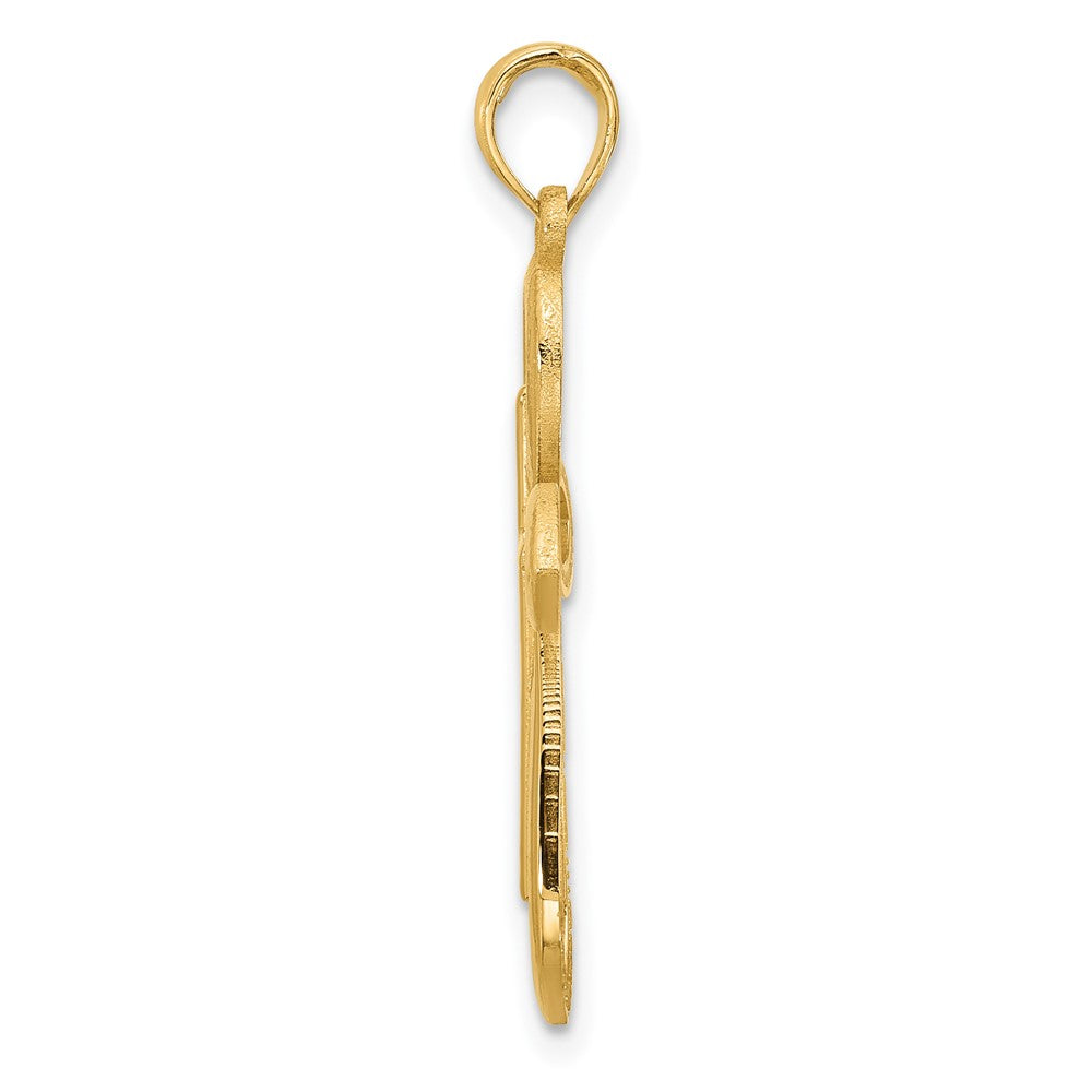 14K Gelbgold Fantasie Zwei Kreuz Charm