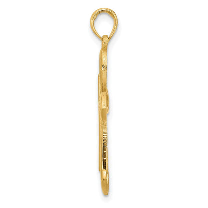 14K Gelbgold Fantasie Zwei Kreuz Charm