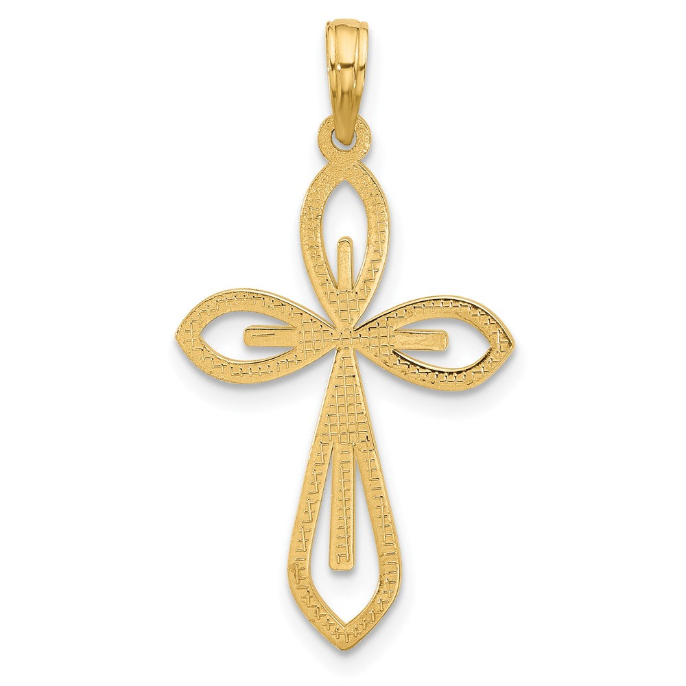 14K Gelbgold Fantasie Zwei Kreuz Charm