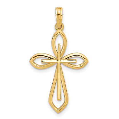 14K Gelbgold Fantasie Zwei Kreuz Charm
