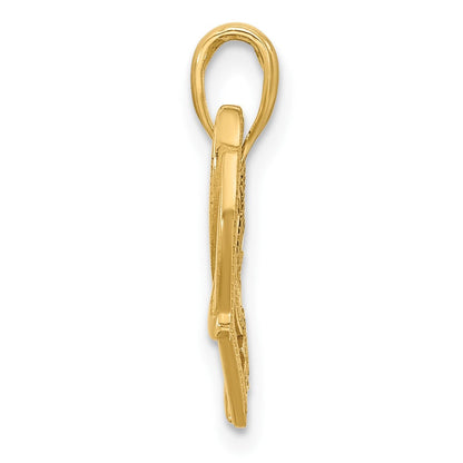 14K Gelbgold Fantasie Herz und Schleife Charm