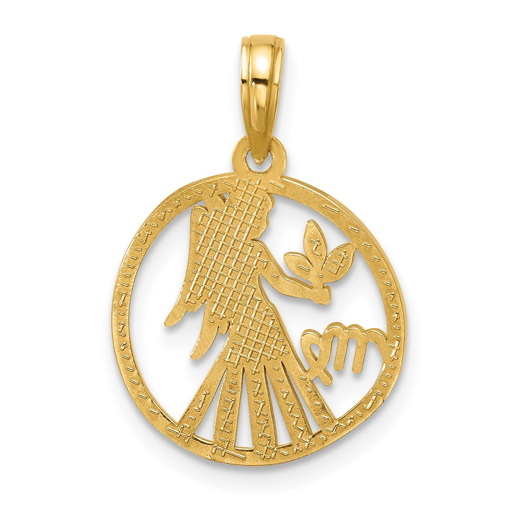 14K Gelbgold Poliert Rund Virgo Anhänger