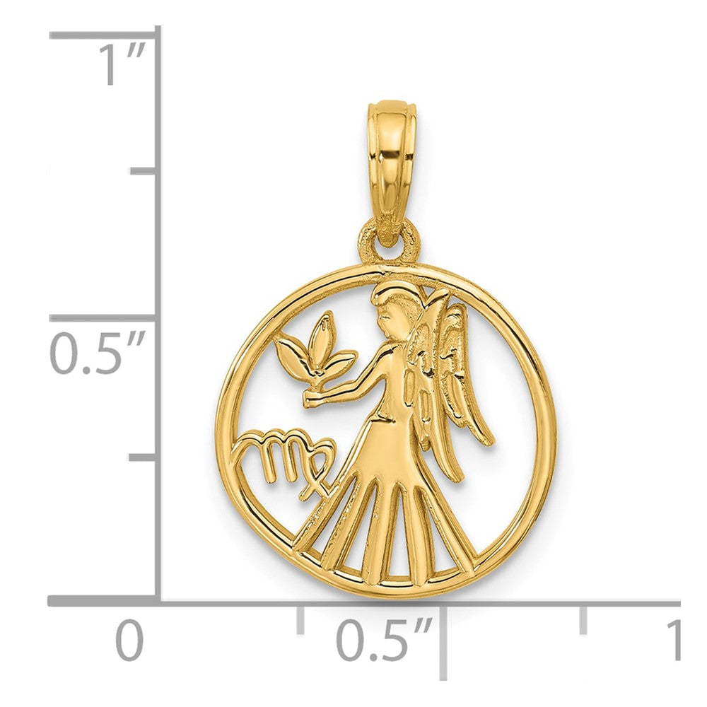 14K Gelbgold Poliert Rund Virgo Anhänger