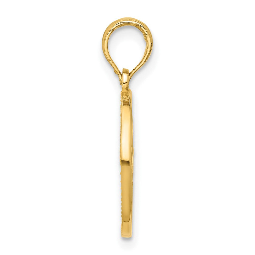 14K Gelbgold Poliert Rund Gemini Anhänger