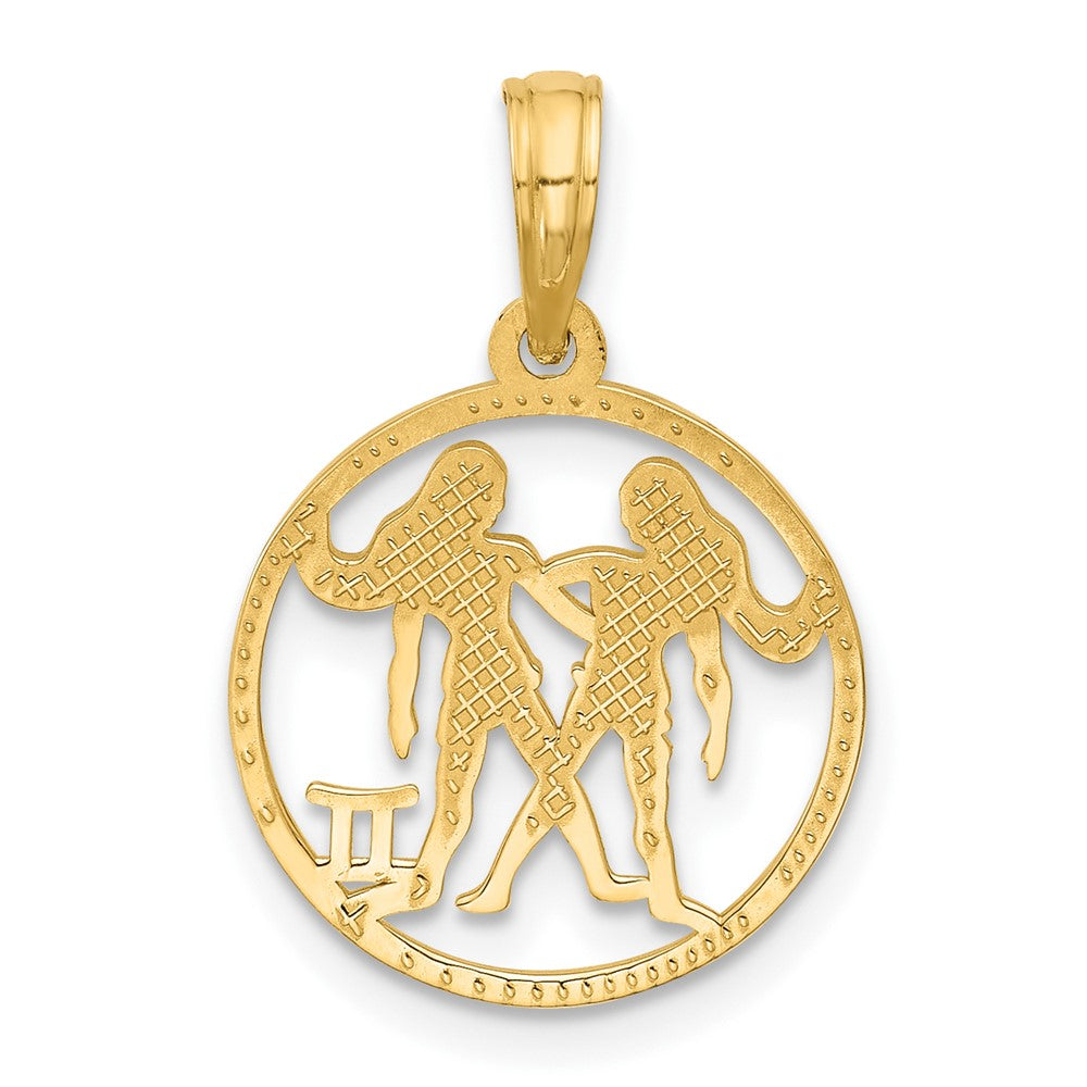 14K Gelbgold Poliert Rund Gemini Anhänger
