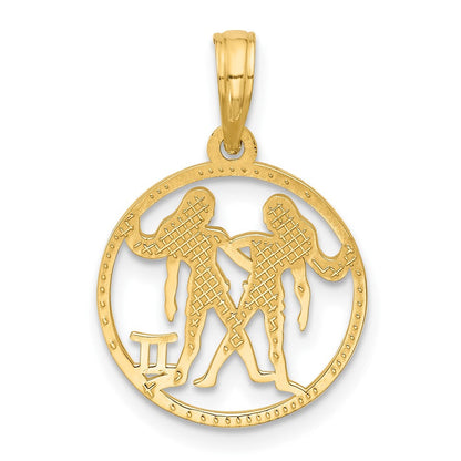 14K Gelbgold Poliert Rund Gemini Anhänger
