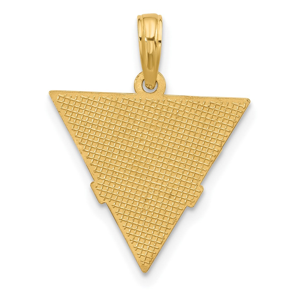 14K Gelbgold Poliert Dreieck Caduceus Charm