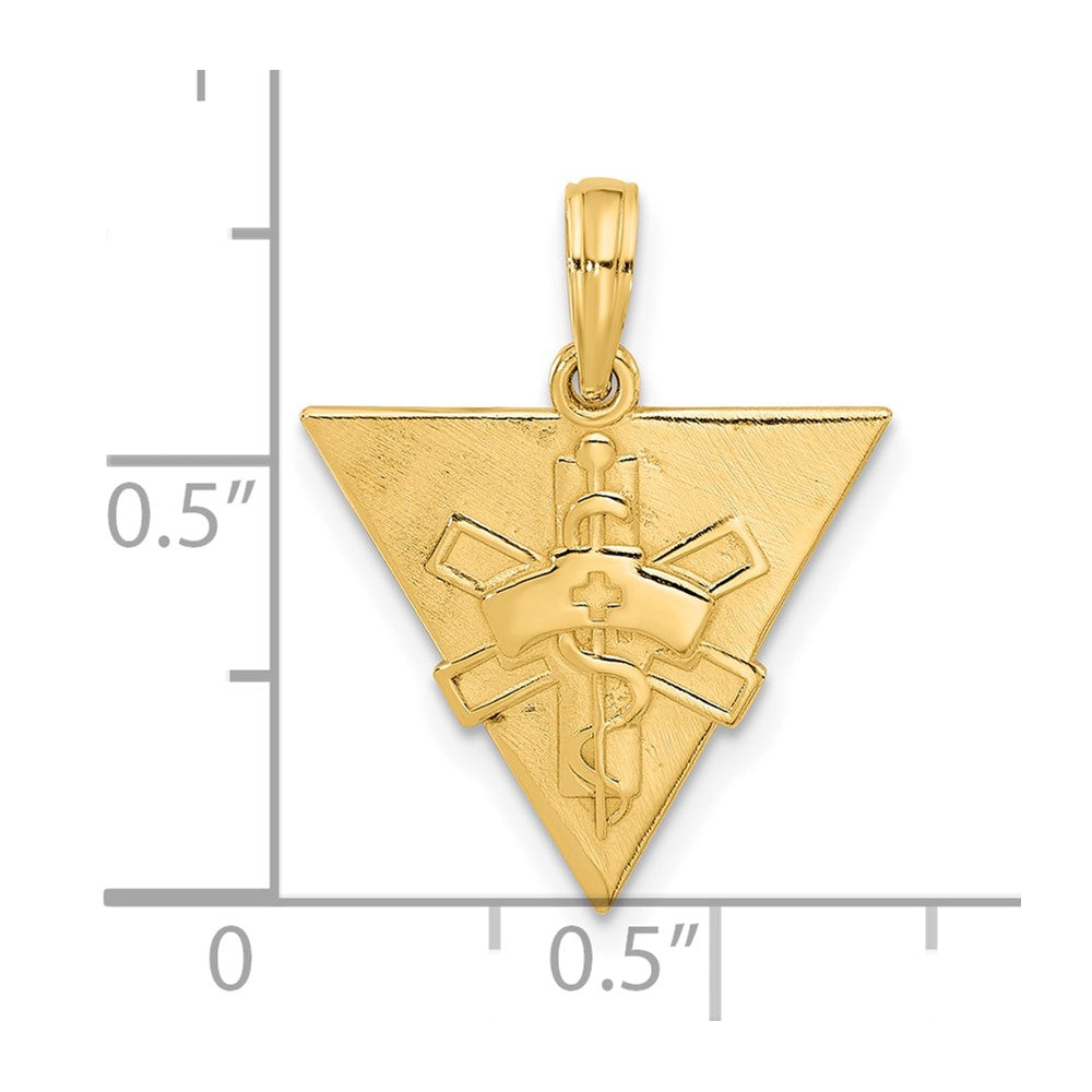 14K Gelbgold Poliert Dreieck Caduceus Charm