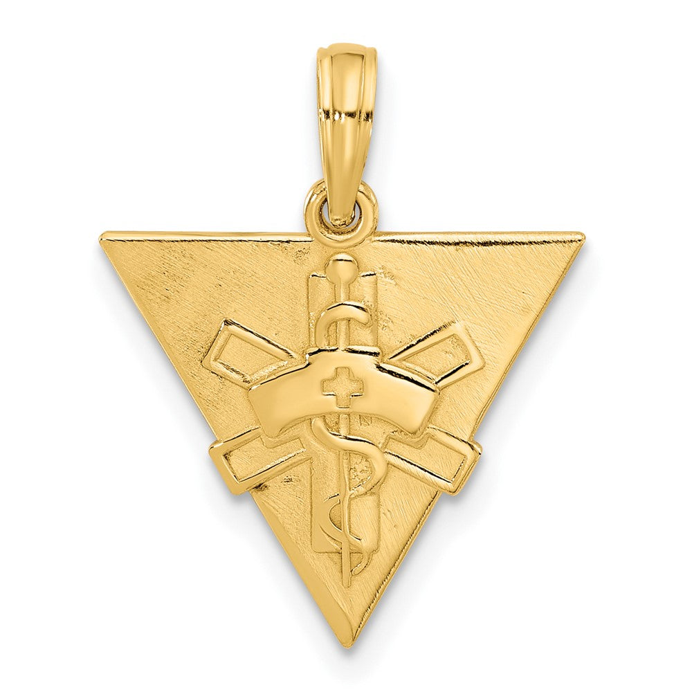 14K Gelbgold Poliert Dreieck Caduceus Charm