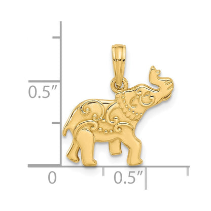 14K Gelbgold Poliert Fantasie Elefant Charm