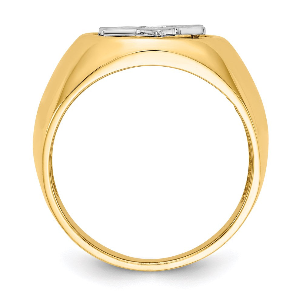 14K Bicolor-Gold Ring mit rundem Oberteil und Davidstern für Herren
