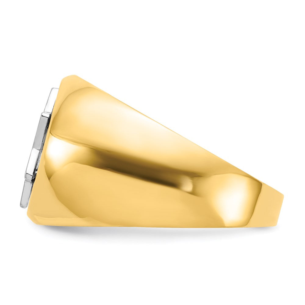 14K Bicolor-Gold Ring mit rundem Oberteil und Davidstern für Herren