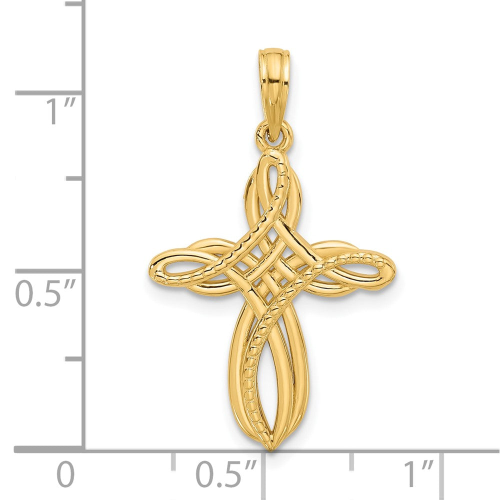 14K Gelbgold Fantasie Kreuz Charm
