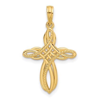 14K Gelbgold Fantasie Kreuz Charm