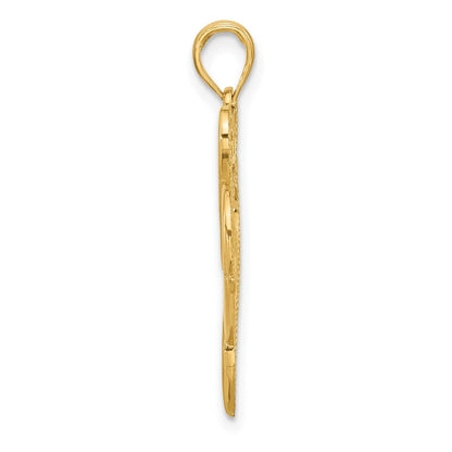 14K Gelbgold Poliert Fantasie Zwei Herz Charm