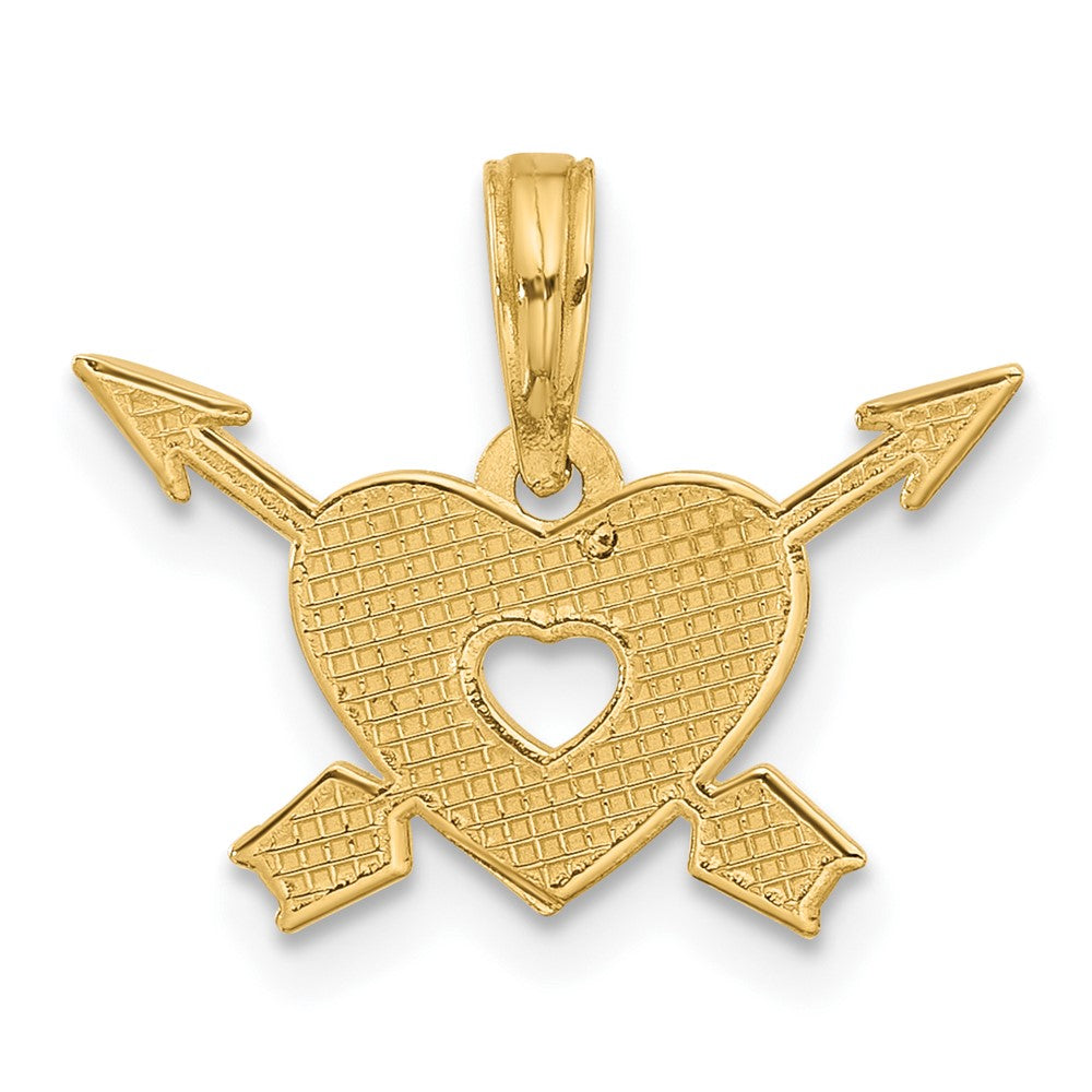 14K Gelbgold Poliert Herz und Arrows Charm