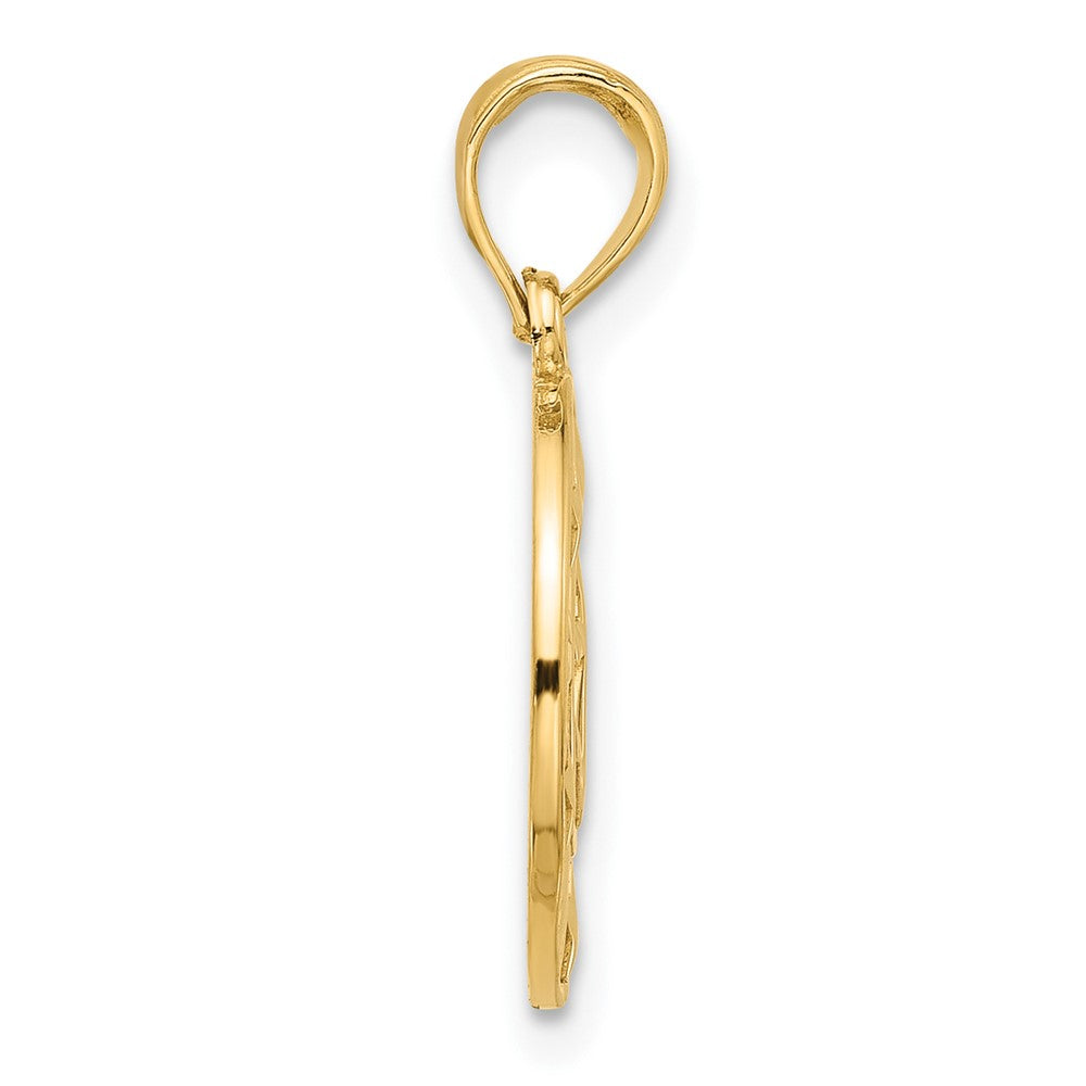 14K Gelbgold Poliert Anker und Sterne Charm