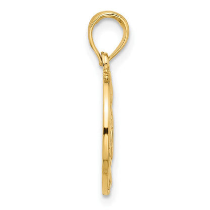 14K Gelbgold Poliert Anker und Sterne Charm