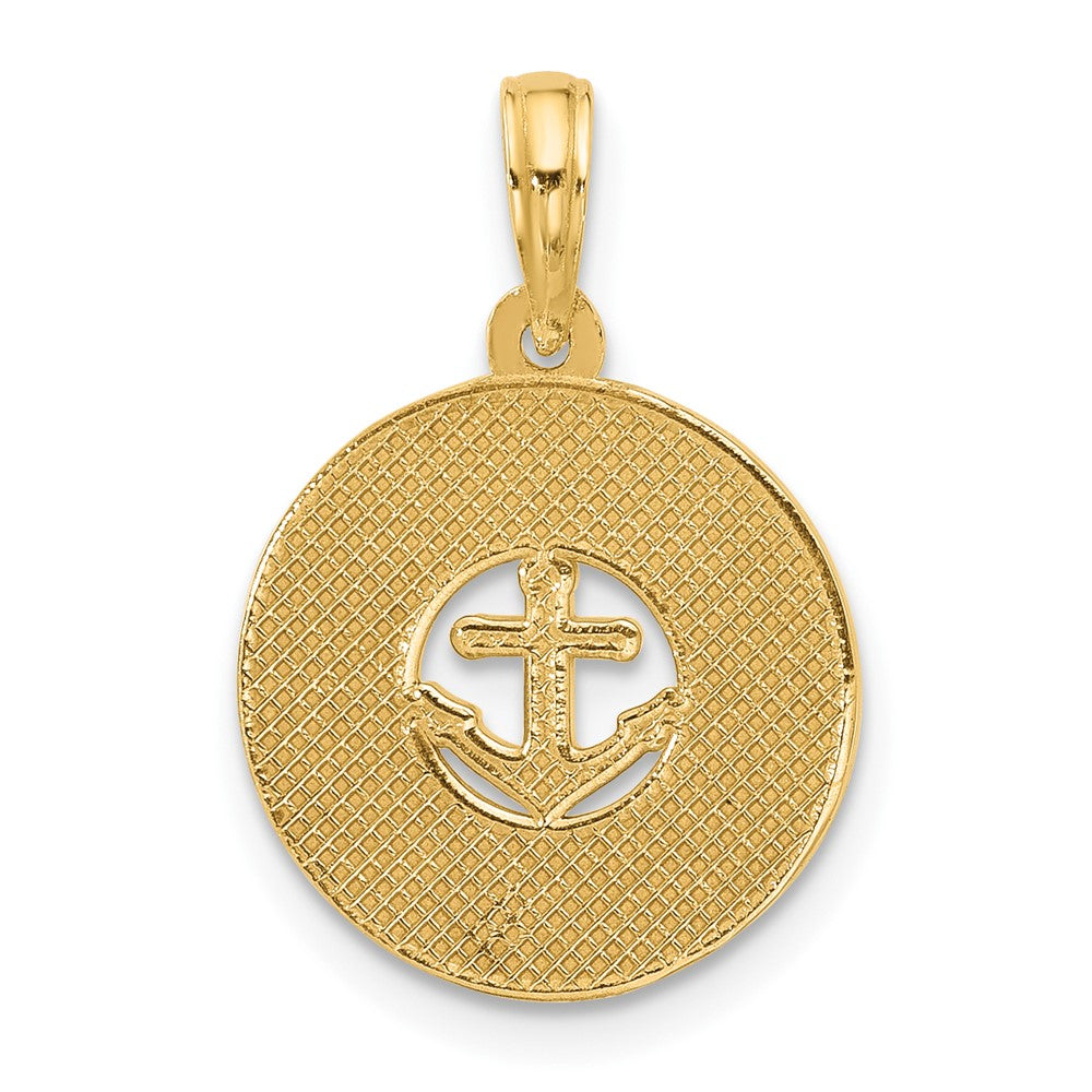 14K Gelbgold Poliert Anker und Sterne Charm