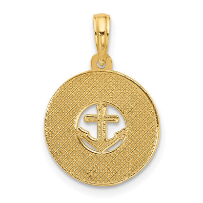 14K Gelbgold Poliert Anker und Sterne Charm