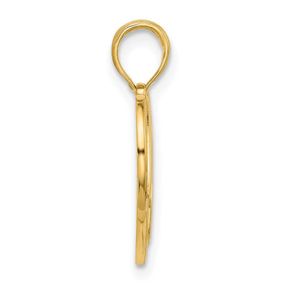 14K Gelbgold Poliert Fantasie Liebe Herz Charm