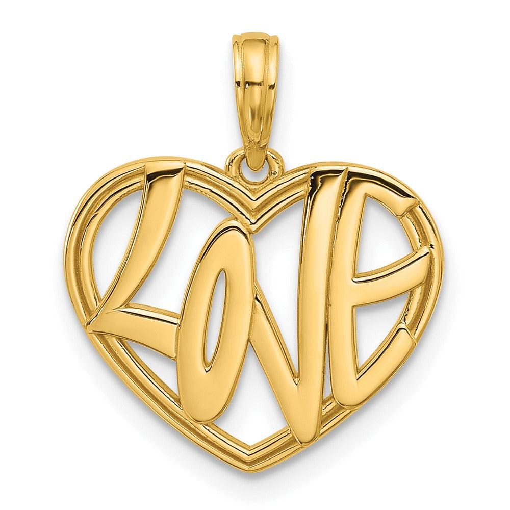 14K Gelbgold Poliert Fantasie Liebe Herz Charm