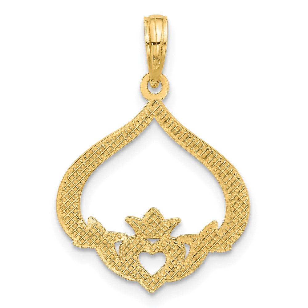 14K Gelbgold Poliert Claddagh Anhänger
