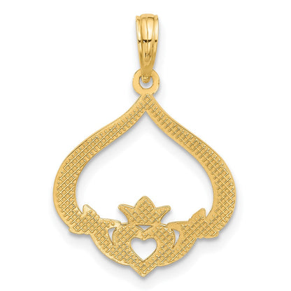 14K Gelbgold Poliert Claddagh Anhänger