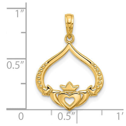 14K Gelbgold Poliert Claddagh Anhänger