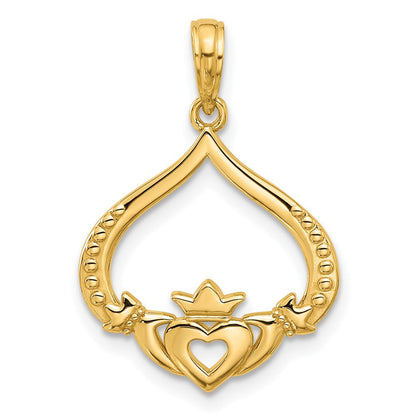 14K Gelbgold Poliert Claddagh Anhänger