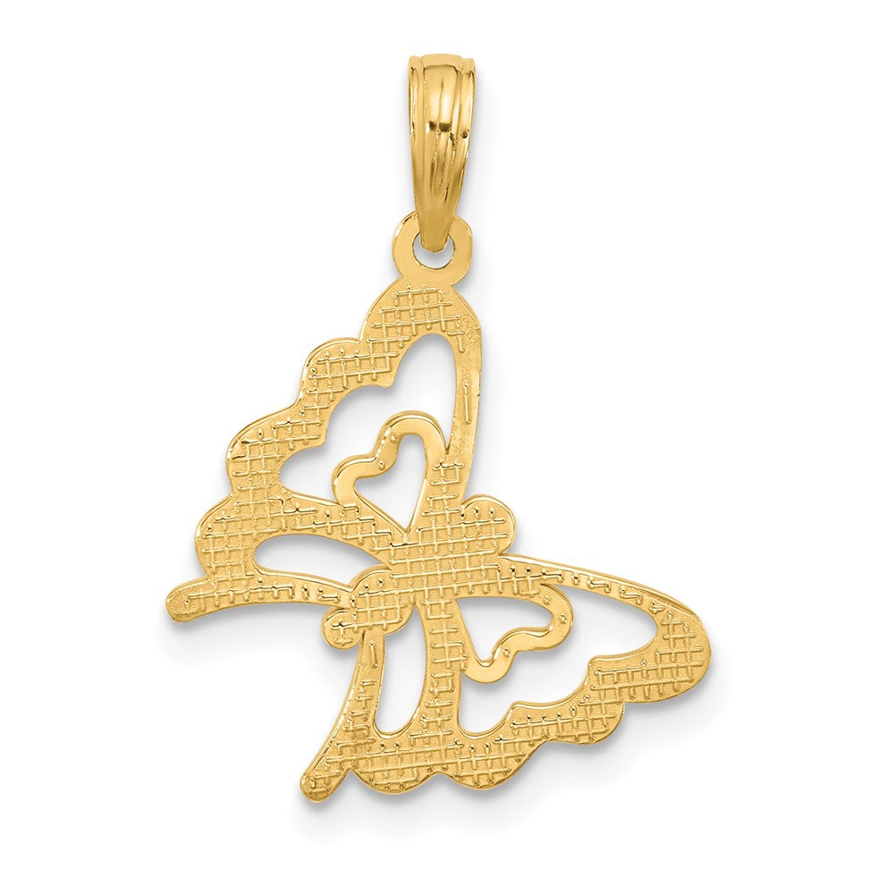 14K Gelbgold Poliert Fantasie Schmetterling Charm