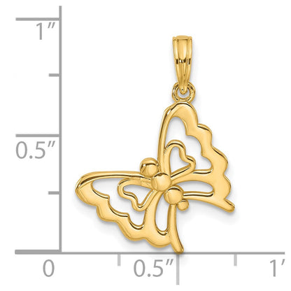 14K Gelbgold Poliert Fantasie Schmetterling Charm