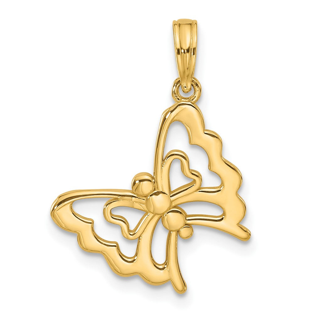 14K Gelbgold Poliert Fantasie Schmetterling Charm