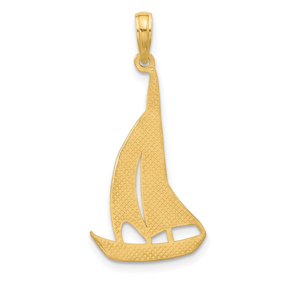 14K Gelbgold Poliert Segelboot Charm