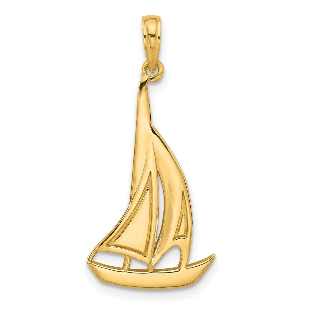 14K Gelbgold Poliert Segelboot Charm