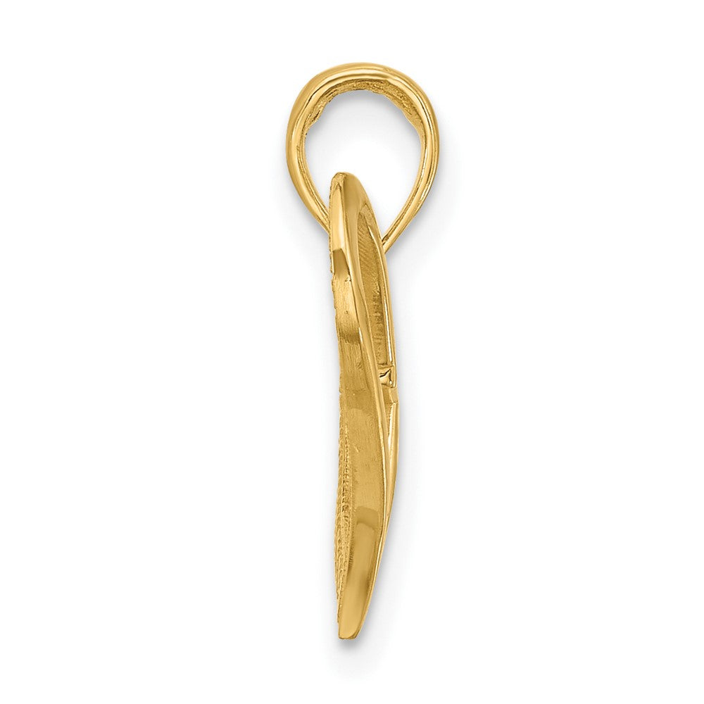 14K Gelbgold Poliert Kreuz in Herz Charm