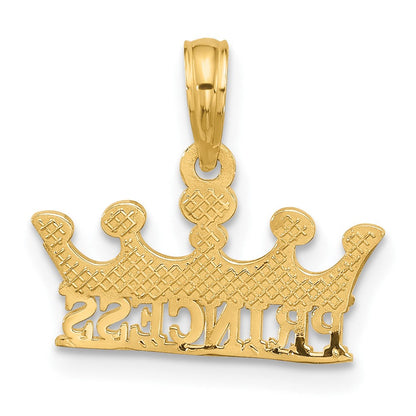 14K Gelbgold Poliert Princess Krone Charm