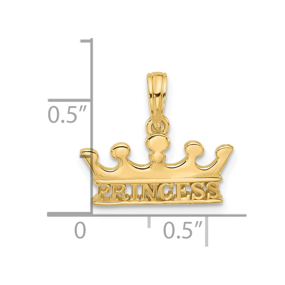 14K Gelbgold Poliert Princess Krone Charm