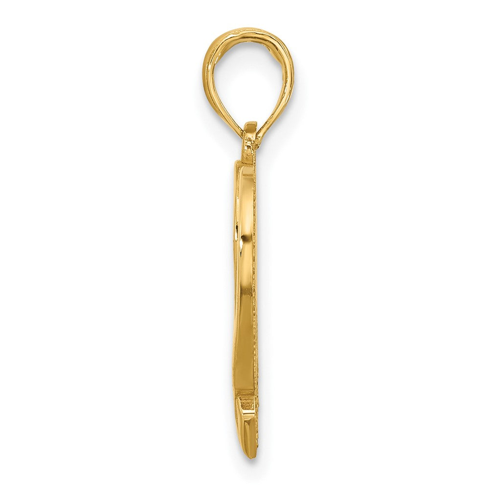 14K Gelbgold Poliert Bewusstsein Schleife und Herz Charm