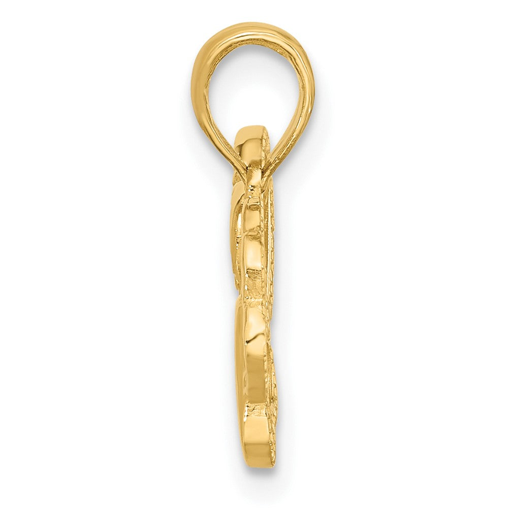 14K Gelbgold Poliert Fantasie Herz und Paw Charm