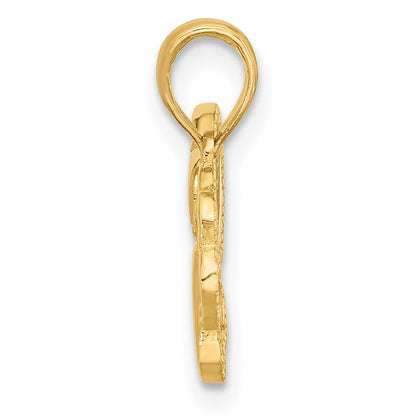14K Gelbgold Poliert Fantasie Herz und Paw Charm