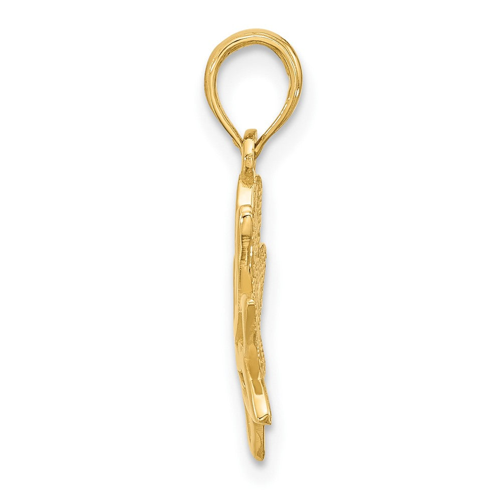 14K Gelbgold Poliert Fantasie Blume Charm